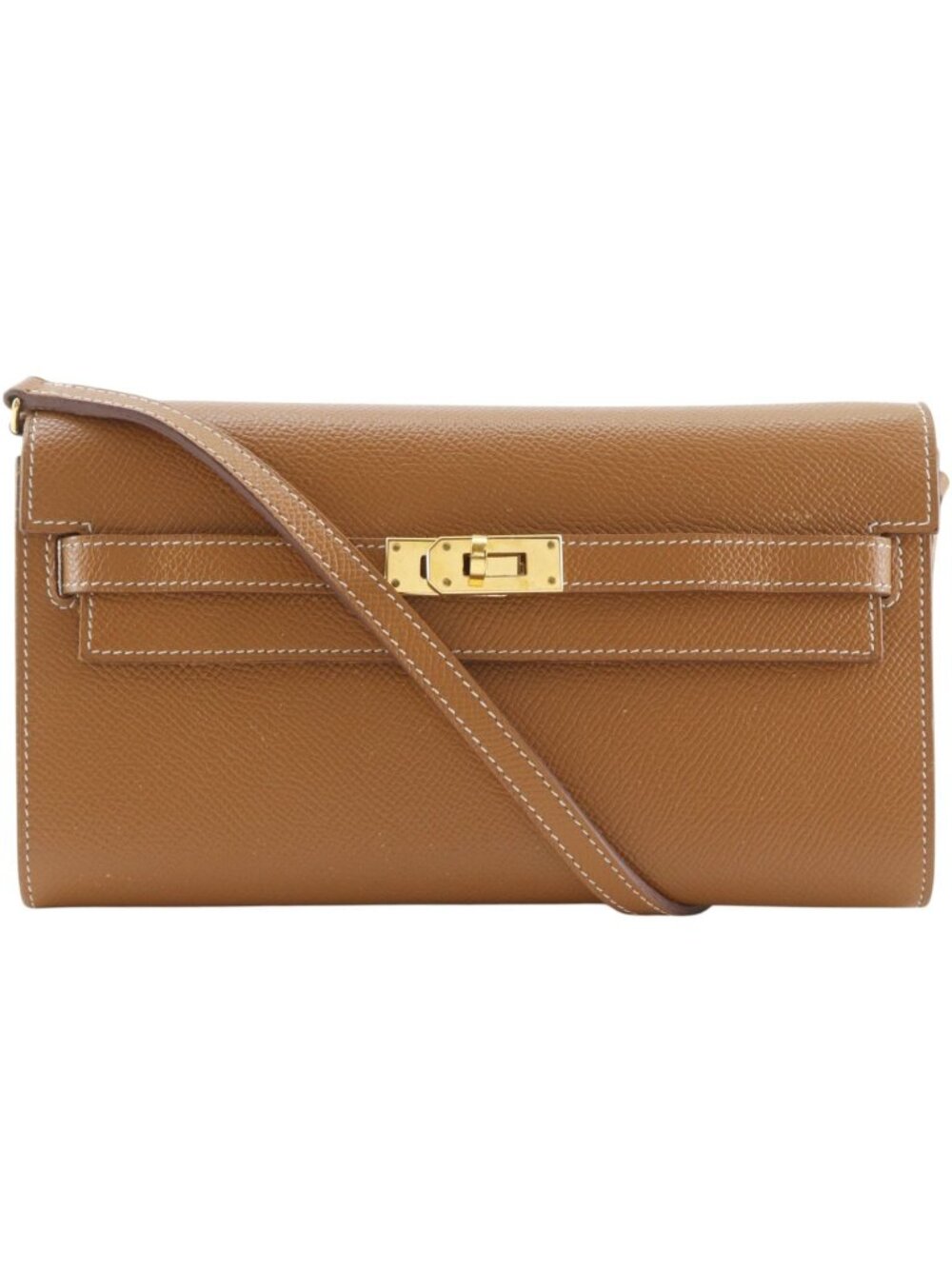 Hermes Kelly Wallet to Go Veau Epsom Gold Brown